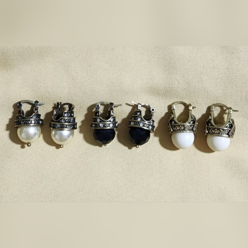 Set of 3 pair Heidi Daus huggie earrings